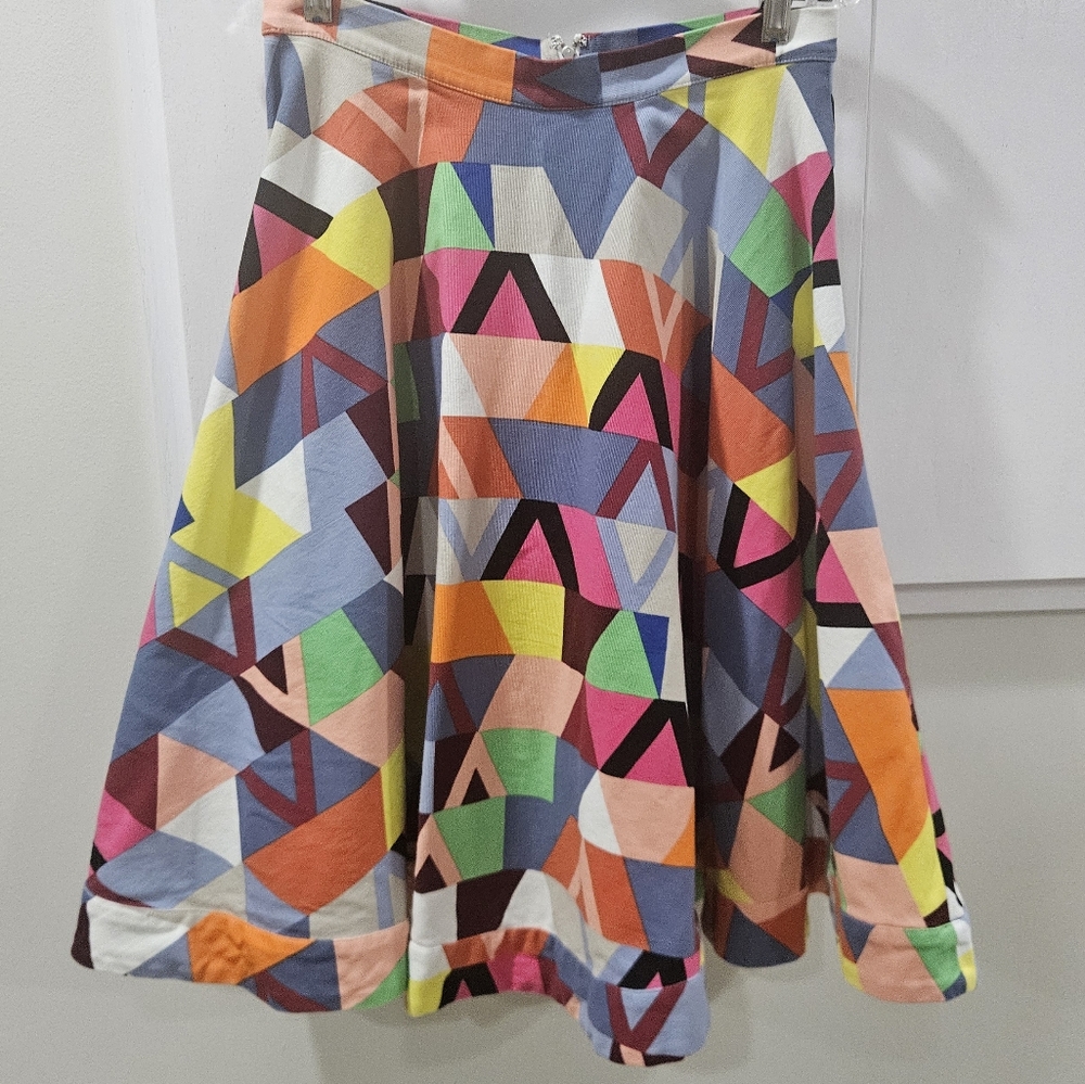 Tracy Reese Plenty Skirt 4P Midi Dopamine Maximalist Full Flare Geometric Hippie